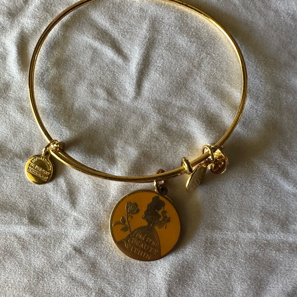 Alex and Ani Gold-tone Silhouette Disney Belle Charm Bangle Bracelet